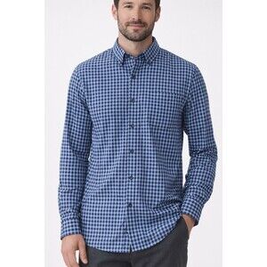 Bonobos Blue Navy Gingham Button Down Shirt Standard Fit Cotton L Work Office